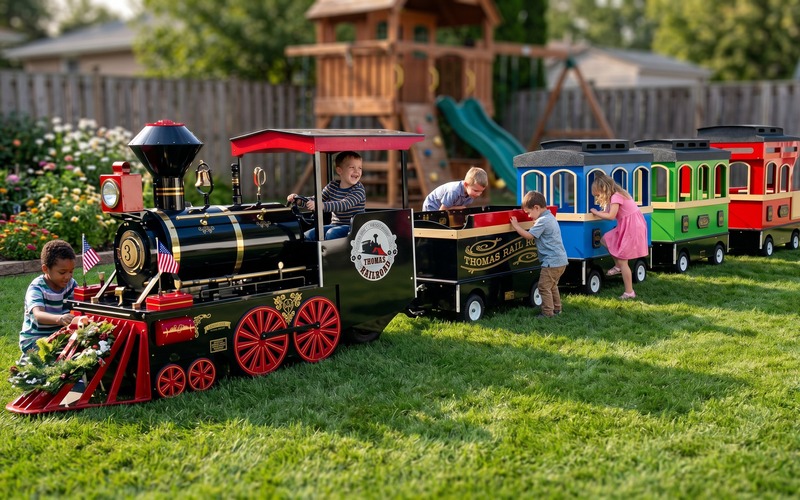 Trackless train rental at Austin TX school carnival